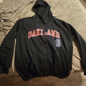 SHEIN Black Oakland Zip Up Hoodie